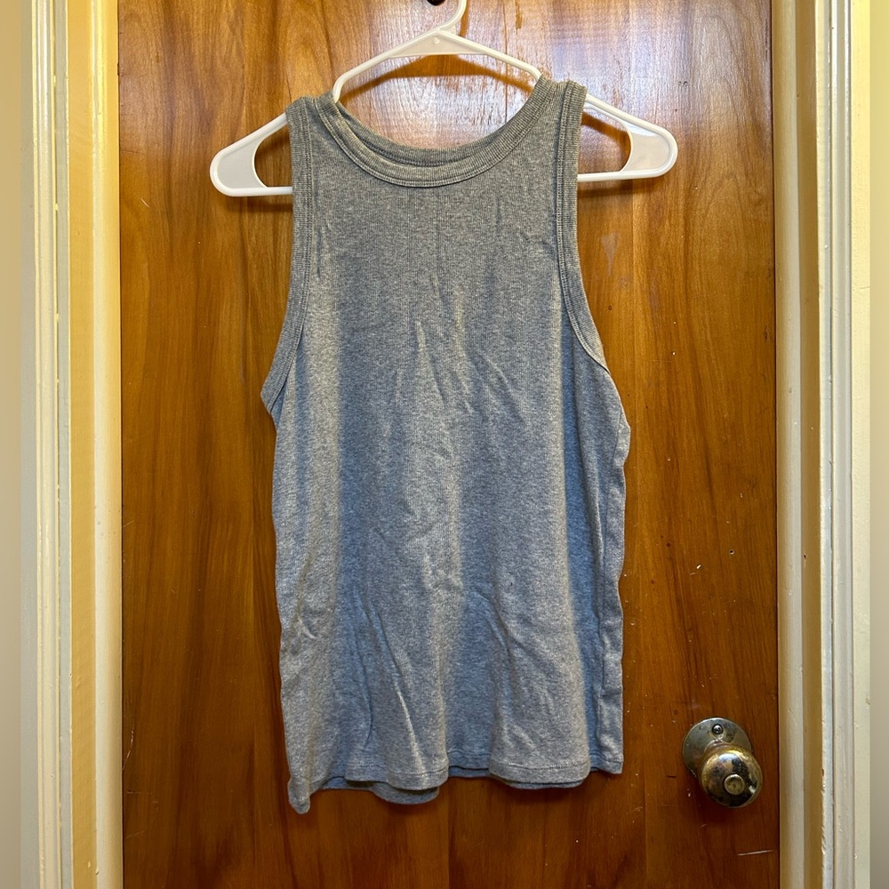 Gray Slim Fit Ribbed High Neck Tank Top A New Day Size XL